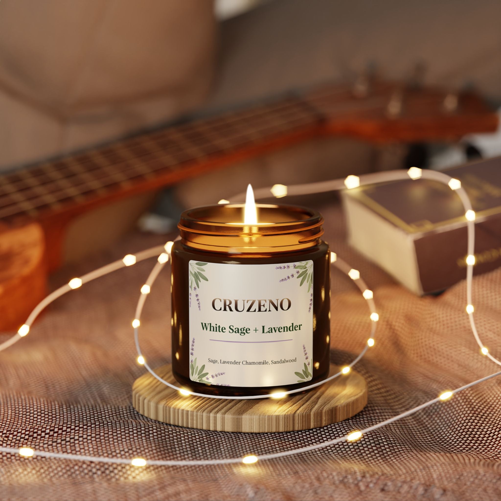 Cruzeno White Sage + Lavender Scented Soy Candle
