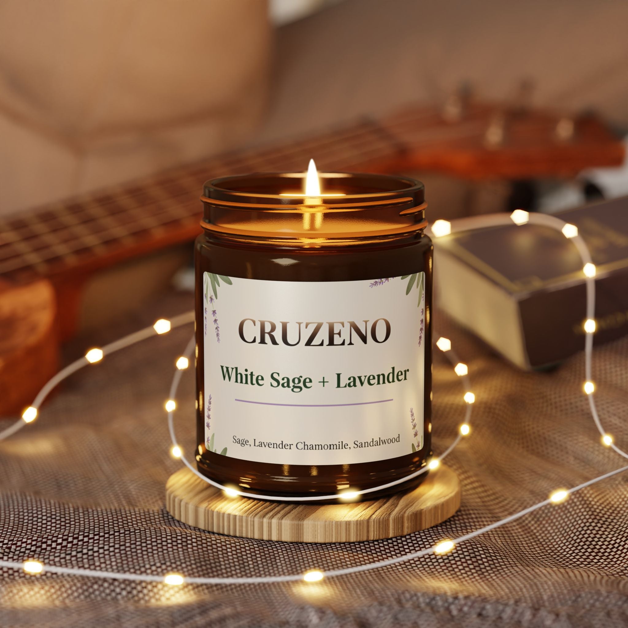 Cruzeno White Sage + Lavender Scented Soy Candle