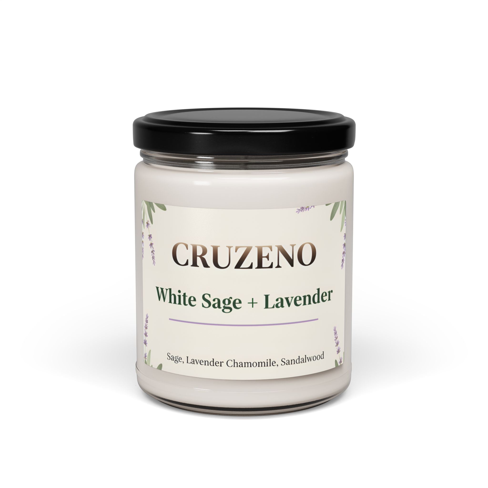 Cruzeno White Sage + Lavender Scented Soy Candle