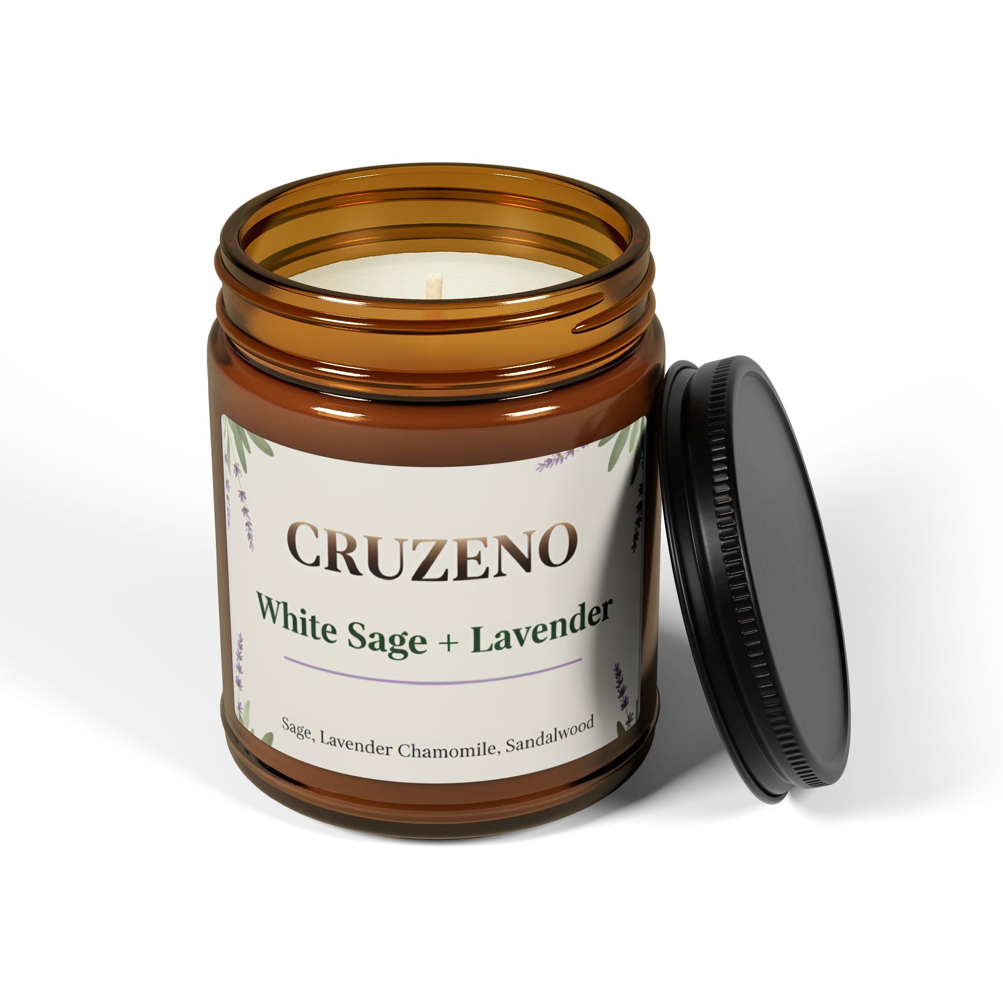 Cruzeno White Sage + Lavender Scented Soy Candle