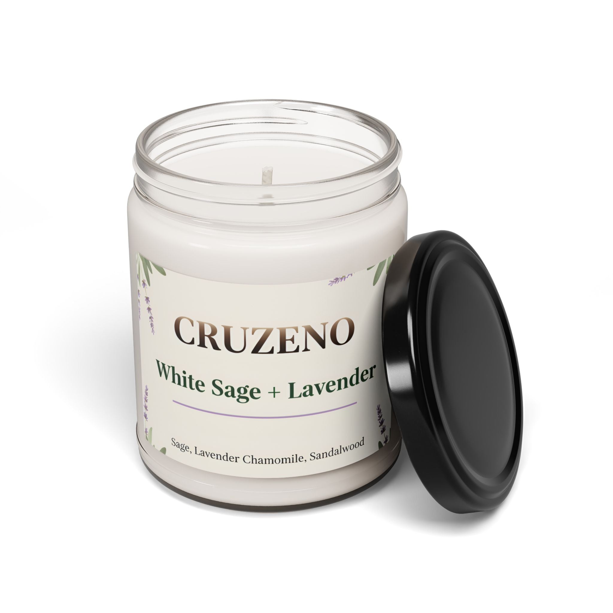 Cruzeno White Sage + Lavender Scented Soy Candle